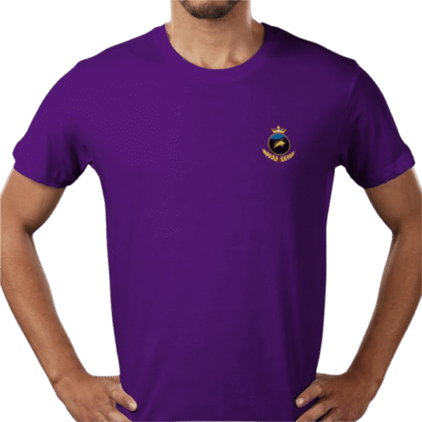 Premium Crown Crew Tyrian T-Shirt Front View with Logo.